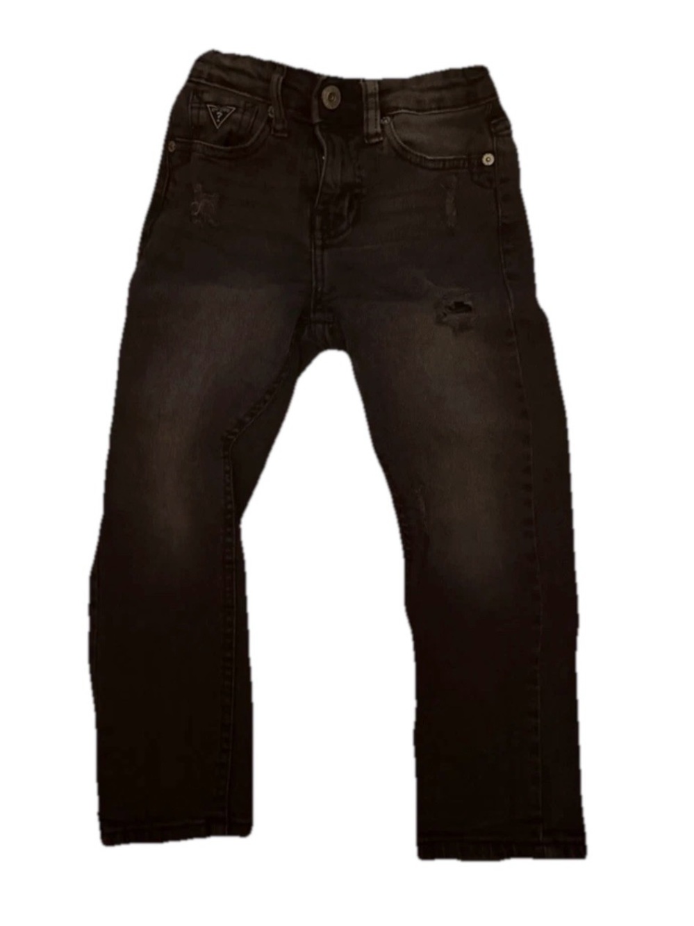 BOYS GUESS BLACK DISTRESSED DENIM JEANS SIZE 5